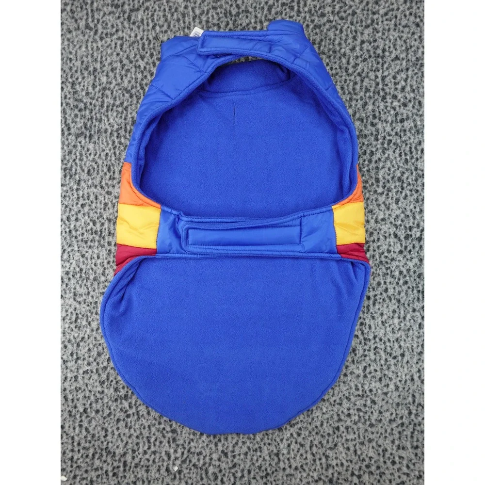 Top Paw‎ Dog Puffer Vest XL Blue Multicolor New Fleece Lined Striped Coat